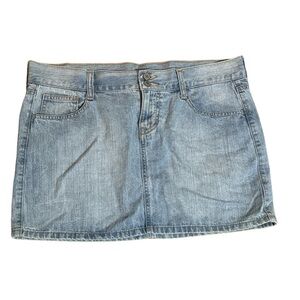 Old Navy Y2K Blue Denim Jean Micro Mini Skirt Ultra Low Rise Lightwash - Size 8